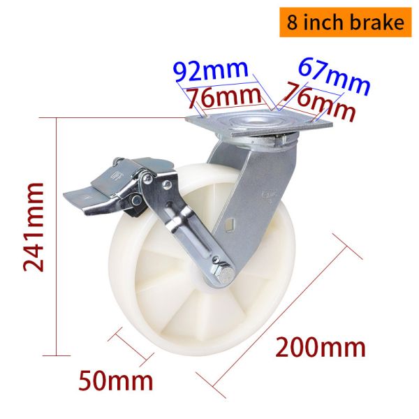 450kg Load 8 Inch 200mm Heavy Duty Castor Wheels With Brake 738-26