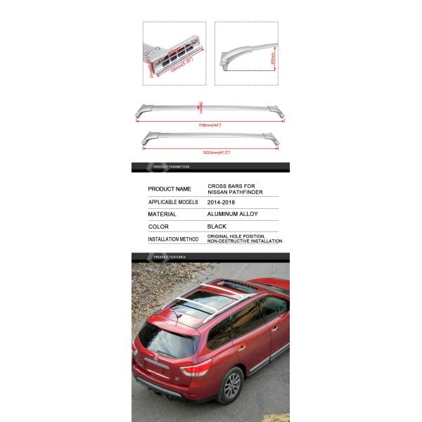 Silver Car Roof Rack Cross Bars , B055 Luggage Cross Bars For Nissan Pathfinder 2013 - 2018