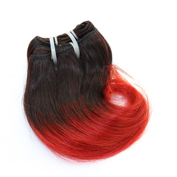 8 Inches Wholesale Peruvian Hair Ombre Red Color Snail Weft Machine