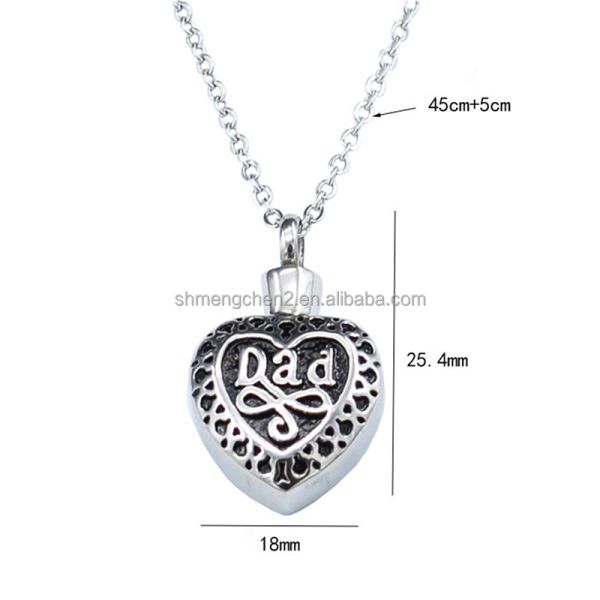 Heart Shape Urn Necklace for Ashes Cremation Jewelry Keepsake Dad Memorial Pendants