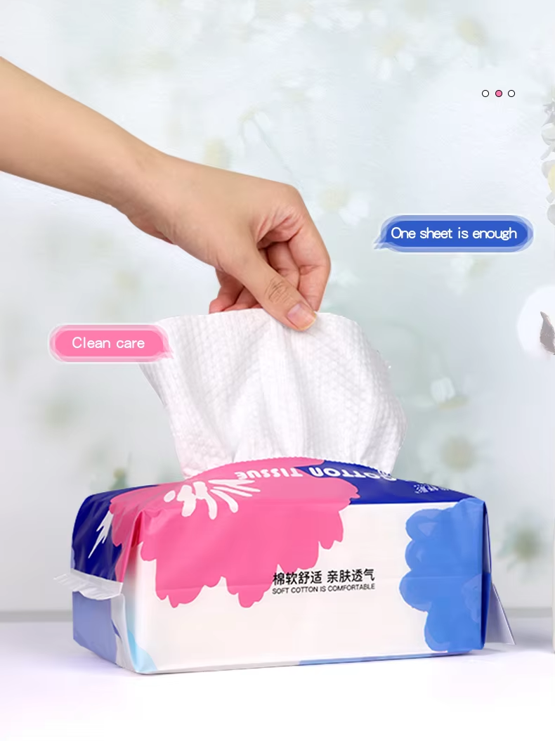 Toalla facial desechable de algodón no tejido 50gsm-120gsm, paños faciales desechables en seco