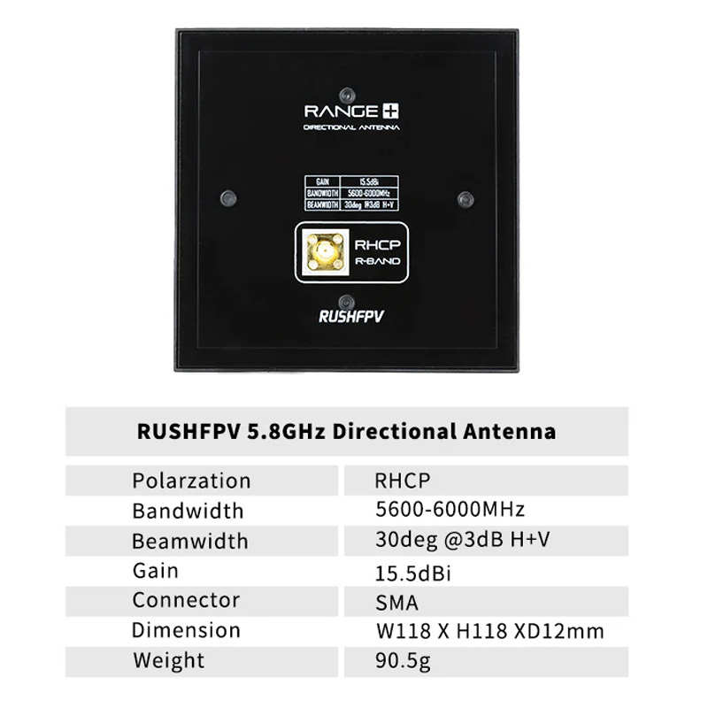 RushFPV Range 5.8G Directional Patch Antenna RHCP For RC FPV Drone Multi-Rotor DIY Parts