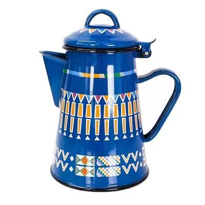 Eco Friendly Classic Saudi Type Enamel Tea Pot Water Kettles Custom Decal Design