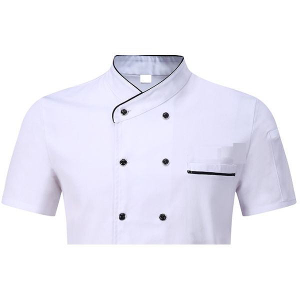 Embroidery Logo Restaurant Work Shirts Cotton Anti - Wrinkle With Stand Collar