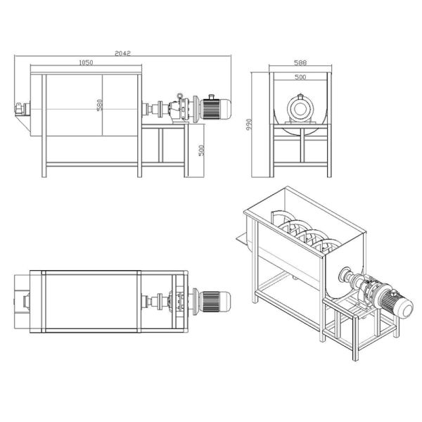 Stainless Steel Customized High Efficiency Powder Mixing Machine and Ribbon Blender for Industrial Use
