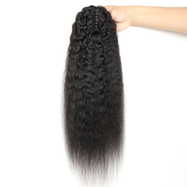 0.2kg Drawstring Human Hair Kinky Straight Ponytail Extensions for Women 2022