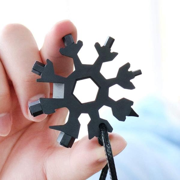 18 in 1 Portable Outdoor Key Chain Bottle Opener Flat Screwdriver Kit Stainless Steel Snowflake Multitool