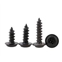 A cruz de batida preta dos parafusos do RUÍDO 968 Recessed o auto da cabeça da bolacha do colar de Pan Head Tapping Screws With que bate o parafuso principal redondo