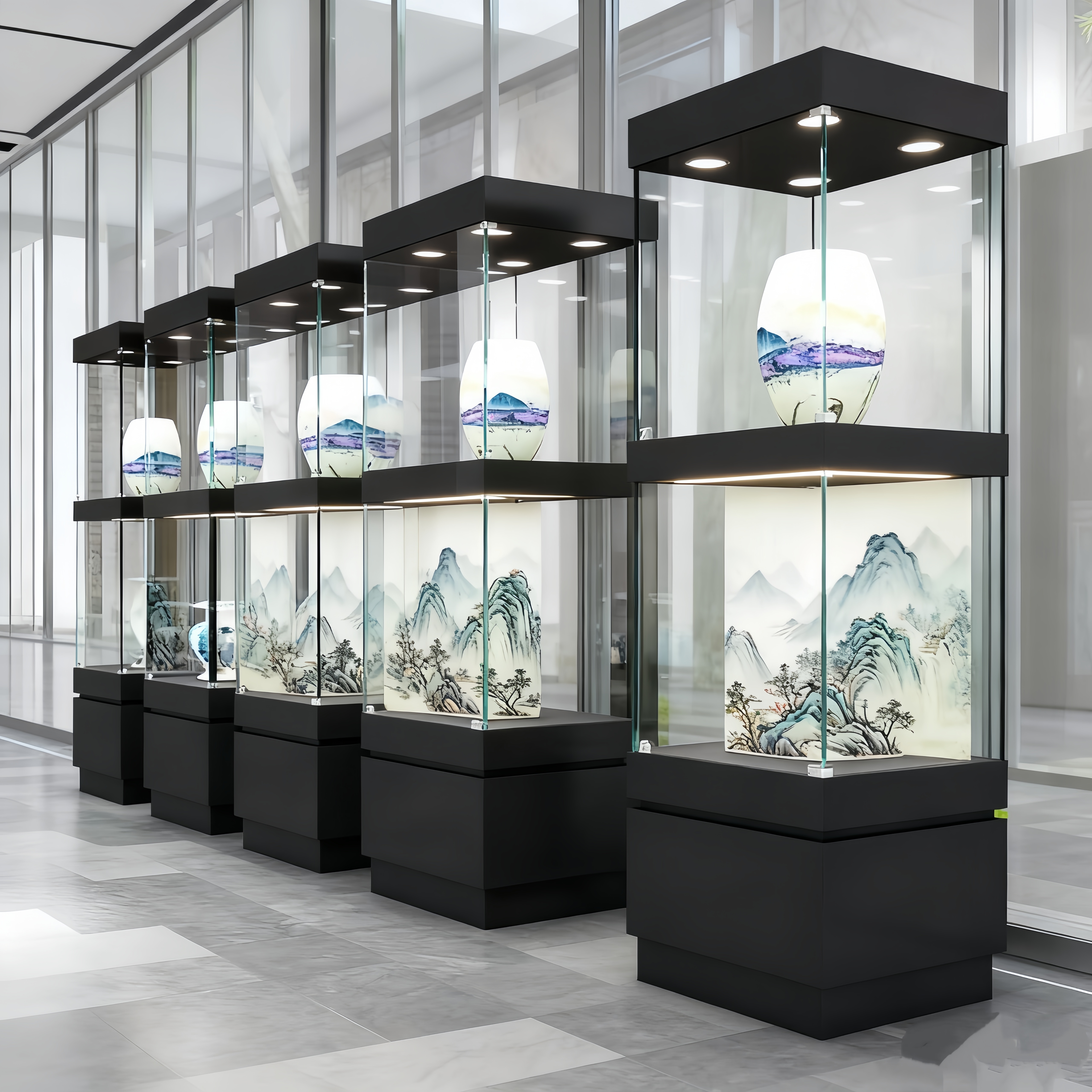 BX Customized High Quality Museum Display Case with LED Lighting