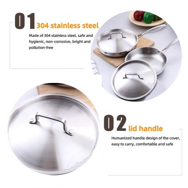 Minimalist Design Style Induction Kitchen Cooking Pan Stainless Steel Material
