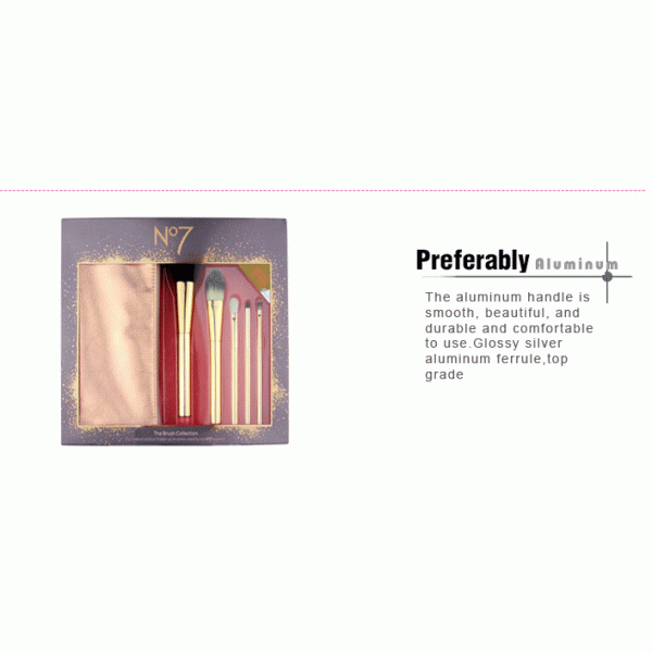 124g Travel Makeup Brush Set With Golden Aluminum Handle Ferrule