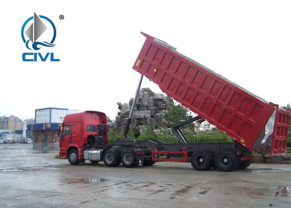Sinotruk Cimc End Dump Semi Trailer Trucks Trailer With Front Lifting 50 Ton 3 Axle