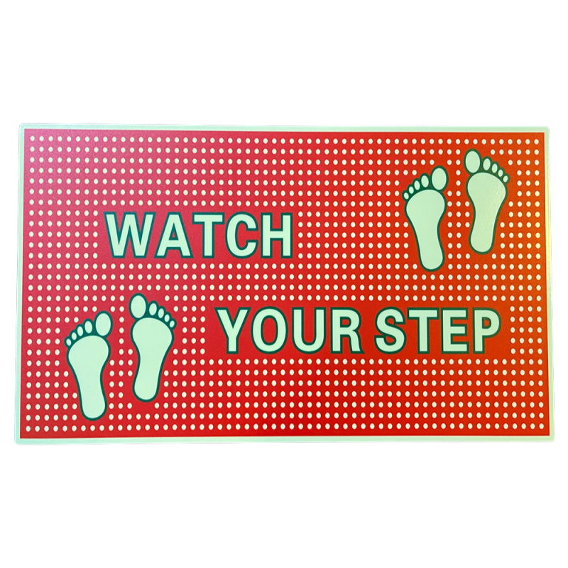 Aluminum Photoluminescent Signage Silk Screen / UV Printing Watch Your Step Sign