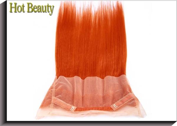 Smooth And Soft Human Hair Lace Closure Orange Color Medium Cap Size
