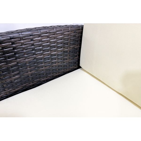Outdoor Garden and Patio Furniture Set Dining Table and Chairs Rattan  2 Seat and Single Armchair 2 Pieces Stool 1 Piece Table