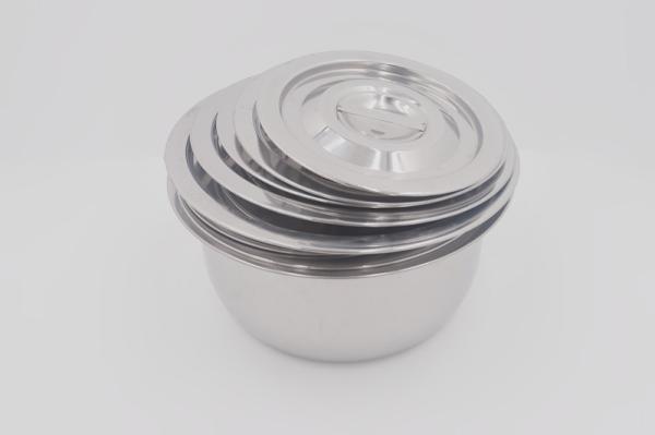 10pcs Cooking Stock Pot Multi Size Round Metal Steel Basin With Lid