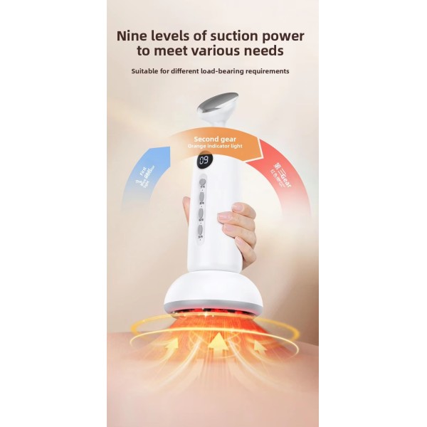 Fast Shipping Portable 2 in 1 Red Light Therapy Rechargeable Anti Cellulite Massager With Vacuum Cupping and Facial Heating Head