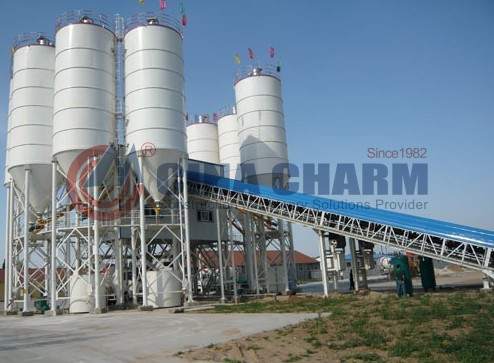 HZS180 Concrete Batching And Mixing Plant , Accurate And Stable Measurement