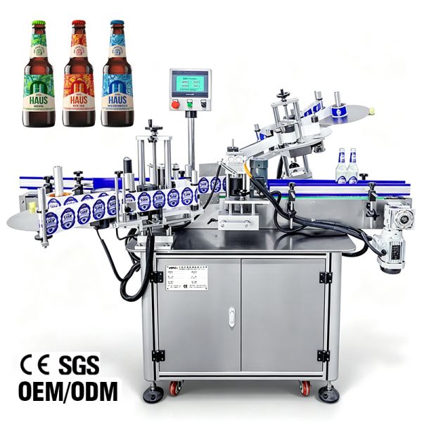 Two Head Automatic Bottle Labeling Machine Sauce And Olive Oil Bottle Label Applicator Machine For Glass Bottle