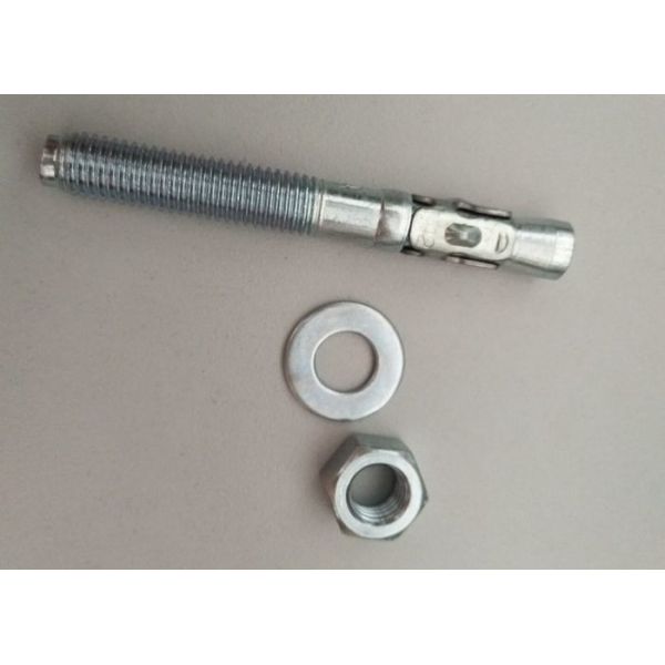 Wedge Metal Anchor Bolts M12x100 , Through Bolt Anchor For Concrete Carbon Steel