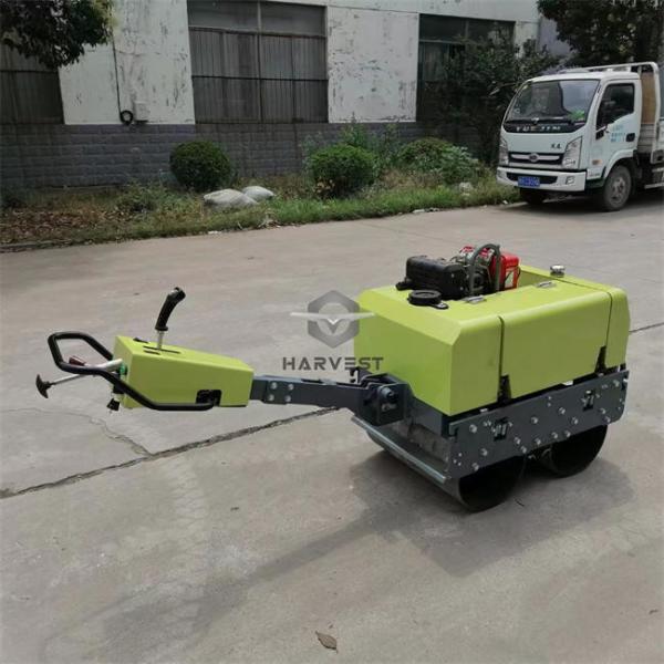 600kg caminhada hidráulica atrás duplo tambor mini rolamento vibratório estrada