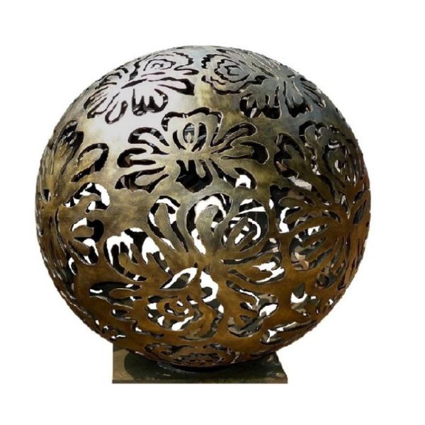 Metal Flower Ball Golden Sculpture Large Metal Garden Ornaments
