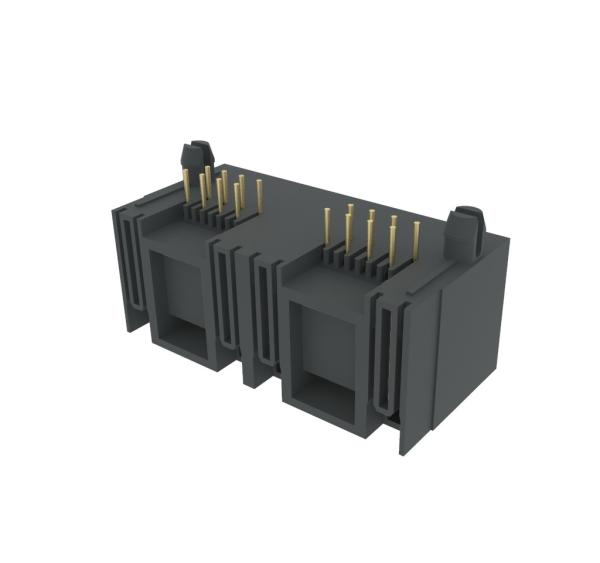 Dual Port RJ45 Multi Port Black Housing 56-D Series Without Leds Ethernet Connector