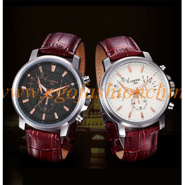 058A 3 Small Dials Watch Unisex Watch Genuine Leather Watch Business Watch Quartz Watch