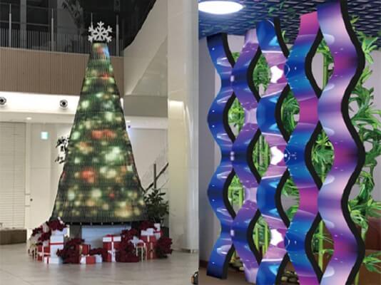Ultra Thin Soft Ribbon Rubber Flexible Led Curtain Display With Any Shape / Size