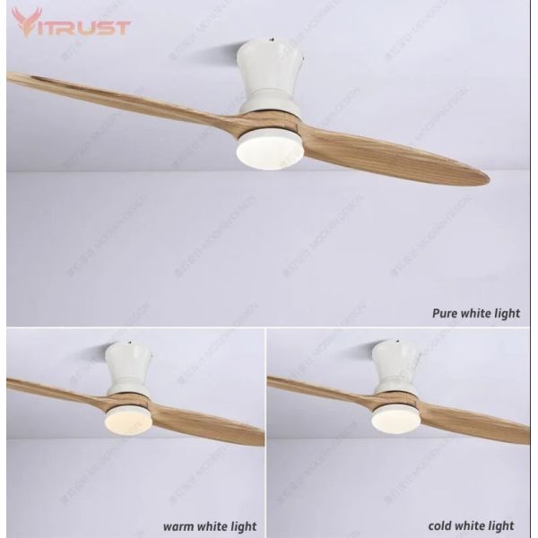 Dimmable ceiling fan with LED Light 60 inch Indoor wood Two-Blade Ceiling Fan light(WH-VLL-40)