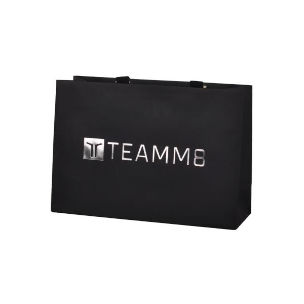 190gsm Custom Paper Bags With Handles 1 Inch Silver Hot Stamping Logo