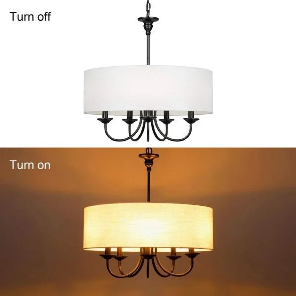 American Fabric Shade Chandelier Rustic Vintage Minimalist Fabric Pendant Lamp Retro Fabric Hanging Lighting (WH-VP-369)