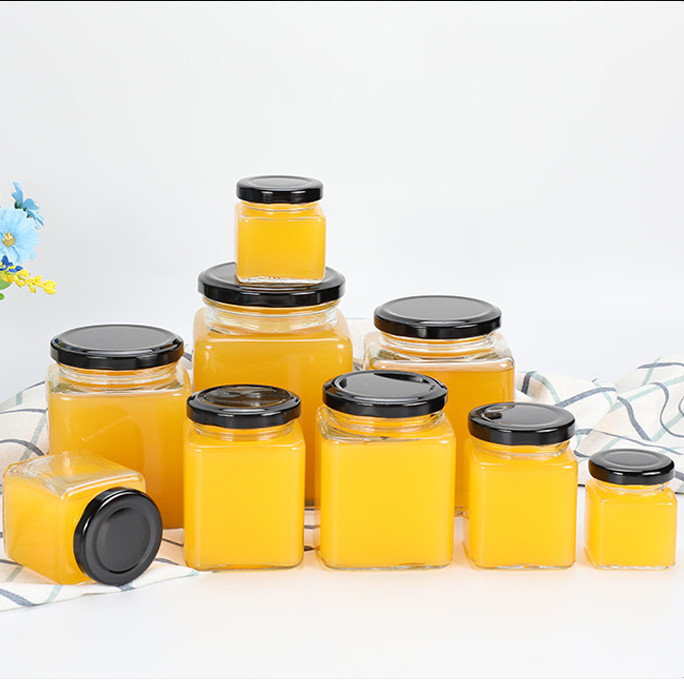 Опарникы специи бутылок 750ml 26.5oz хранения квадрата стеклянные с черными крышками