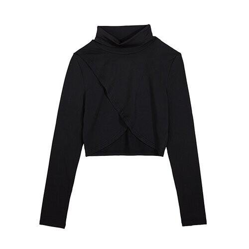 OEM Women'S Sexy Long Sleeved T -Shirt Elastic Slim Tube Top Irregular Split