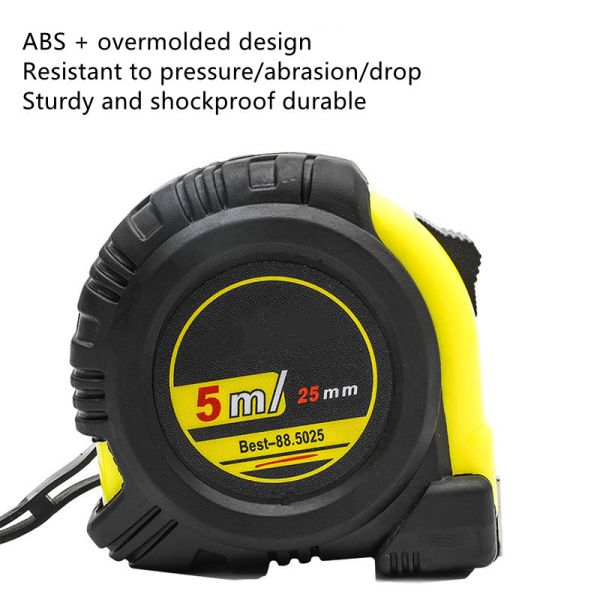 5m épaissie 19mm bande d'acier réglateur avec réglateur de compteur en caoutchouc enveloppé