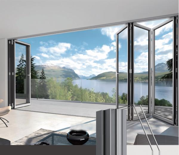 Thermal Break Safety Glass Aluminum Folding Door Commercial Balcony Folding Door