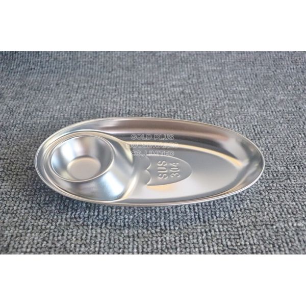 Dinnerware oval shape sauce compartment appetizers food grade durable stainless steel two section kids lunch box