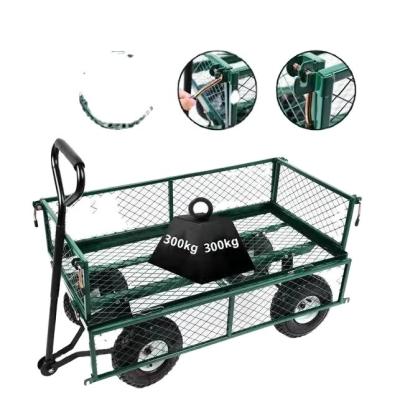 Heavy Duty Steel Mesh Folding Garden Cart For Outdoor Shopping And Storage