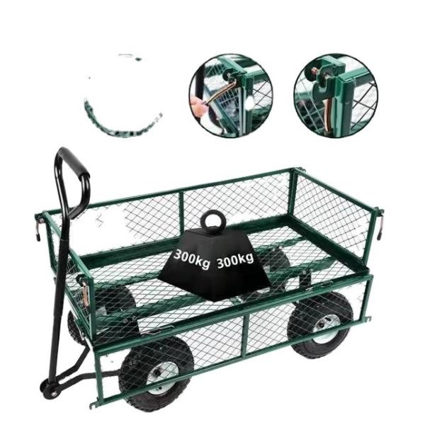 Heavy Duty Steel Mesh Folding Garden Cart For Outdoor Shopping And Storage