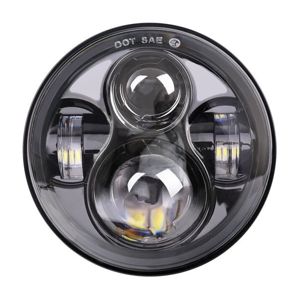 Black Automobile Led Headlights , Harley Davidson Led Motorcycle Headlight