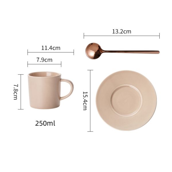 Керамическая большая кофейная кружка большая чашка для чая молочная кружка и тарелка в твердом коричневом цвете для посуды
