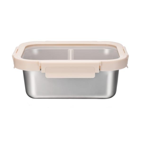 Stainless Steel Food Storage Container With Removable Divider And Glass Lid