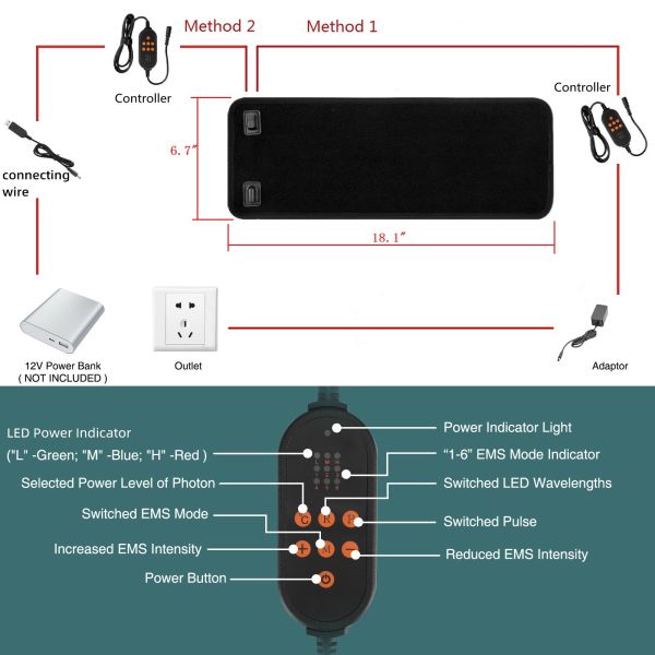 Красный свет и близкий к инфракрасному ДК пояса СИД прибора терапией Носимого 90В 12В