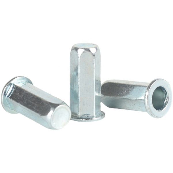 FH-FHBC Steel Full Hex Body Close End Rivet Nuts Flat Head Zinc Plated Nuts