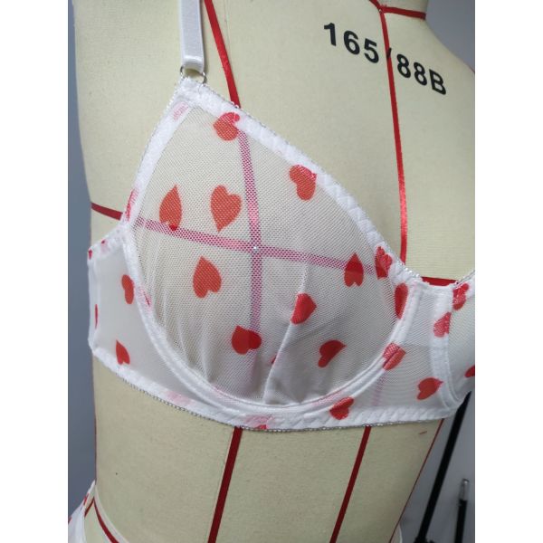 Cute Lingerie Cosplay Underwear Motorcycle Costume Heart Printed Sexy Bra And Thong Bike Set