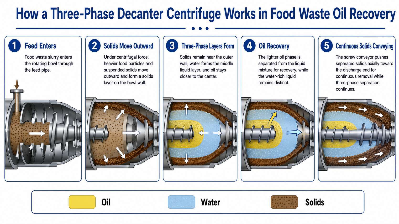 Three Phase Decanter Centrifuge for Food Waste Oil Recovery