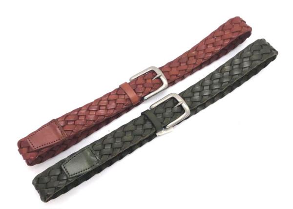 Men's Casual Real Braided Leather Belt Antique Silver Pin Buckle 35mm