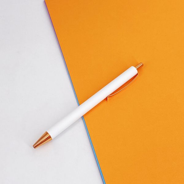 Press Type Business Office Pen Metal Ballpoint Pen With Spray Adhesive Process