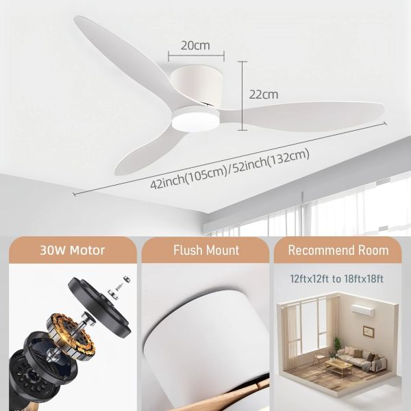 DC motor Large Air Volume Remote Control for Kitchen Bedroom Dining room Modern Ceiling Fan with LED Light (WH-VLL-34)