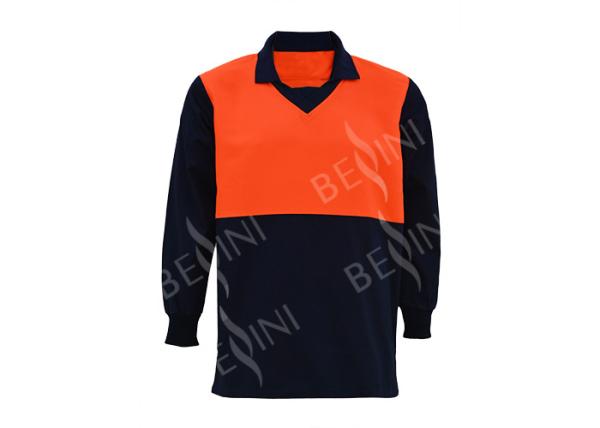 Fashionable Custom Long Sleeve Work Shirts , Personalised Work Clothing V Neck